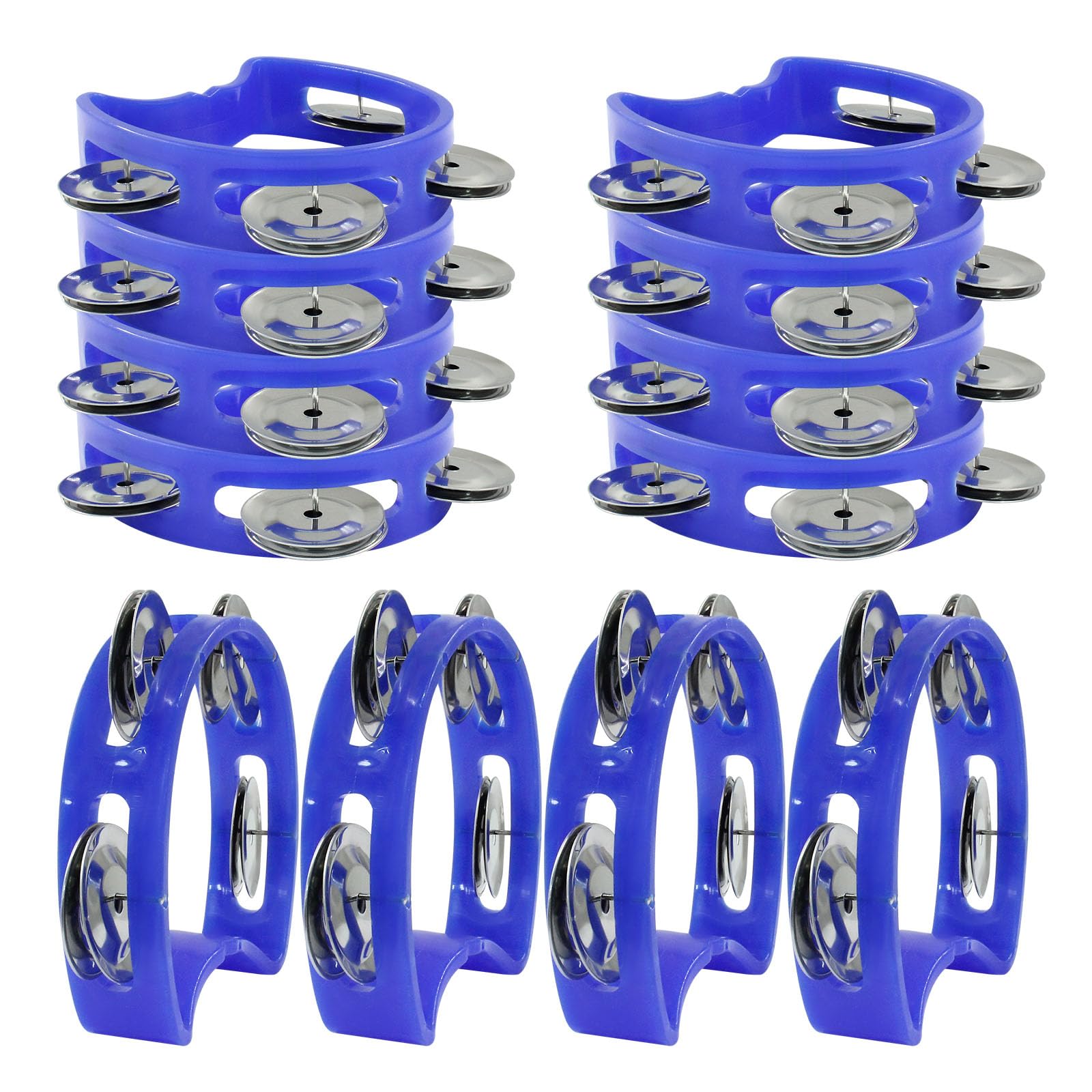 12 Pcs Plastic Percussion Tambourine, Blue
