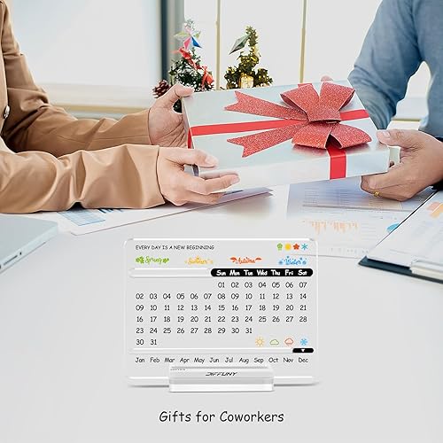 Miniatura 4 de Calendario de escritorio acrílico perpetuo  Bonita decoración moderna de oficina y regalos de oficina para compañeros de trabajo, mujeres y hombres