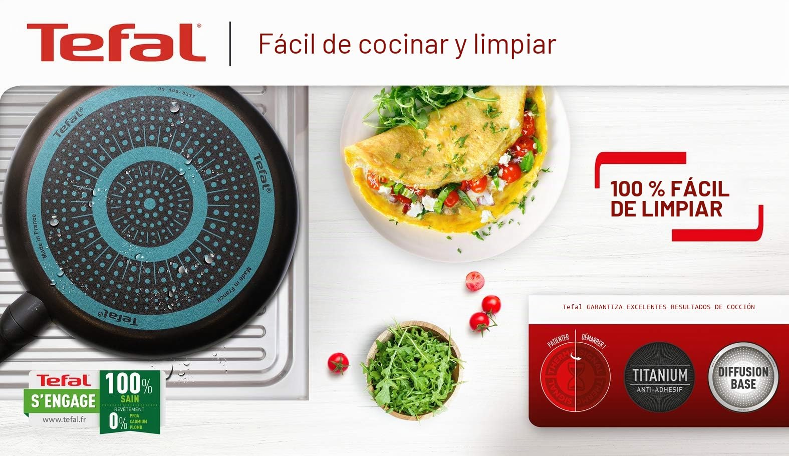 Tefal EASY COOK AND CLEAN - Sartén para crepes (34 cm) + separador antiadherente para todos los fuegos excepto inducción B5549712