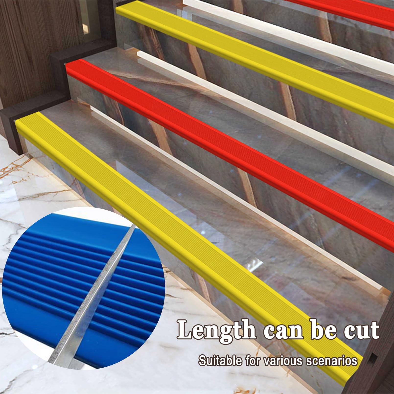 Tiras Antideslizantes Para Peldaños, Perfil de Borde de Escalera Antideslizante Tiras Para Peldaños, Adecuado Para Escaleras Interiores Y Exteriores, Borde Antideslizante Para Escaleras(Blue,5m/197in)
