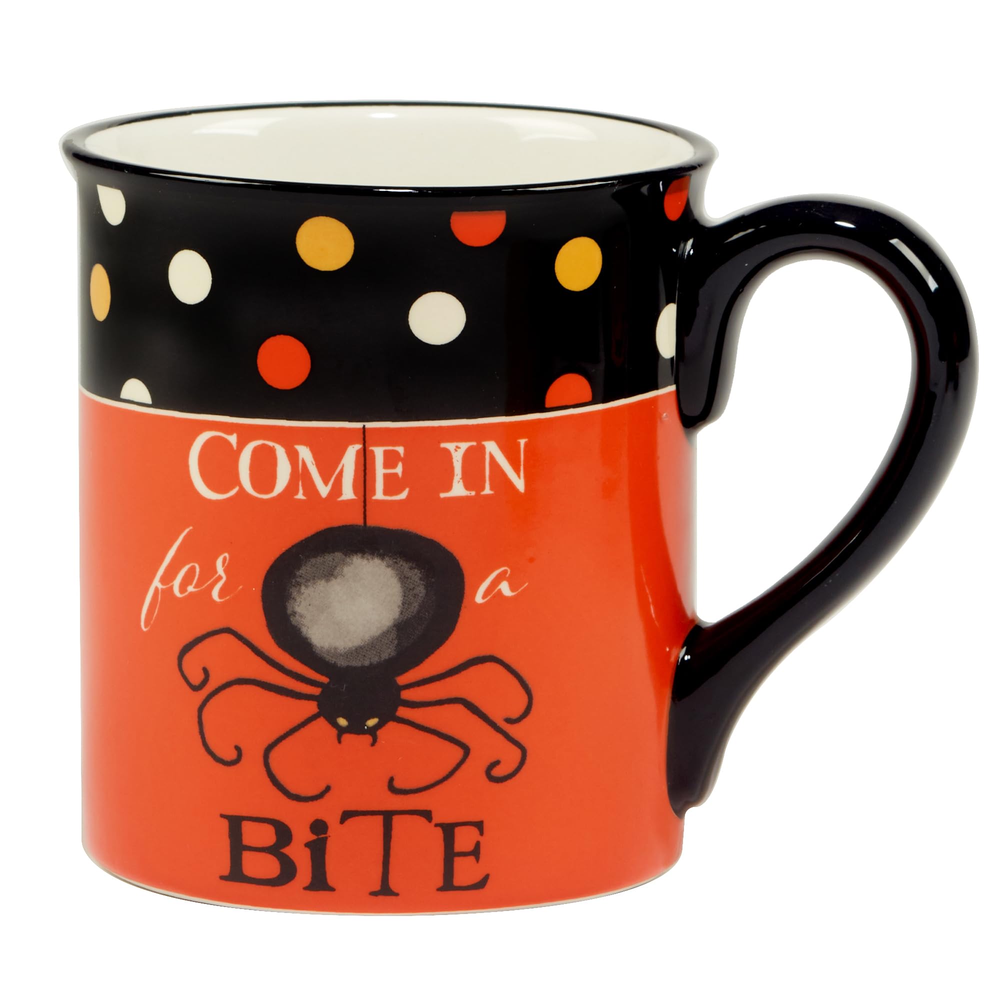 Gruselige Halloween-Tassen, 4er-Set, 530 ml, Keramik-Kaffeetassen mit Halloween-Sprüchen und Charakteren, Kürbis, schwarze Katze, Fledermaus und Spinne, festliches Herbst-Trinkgeschirr für Kakao, Tee