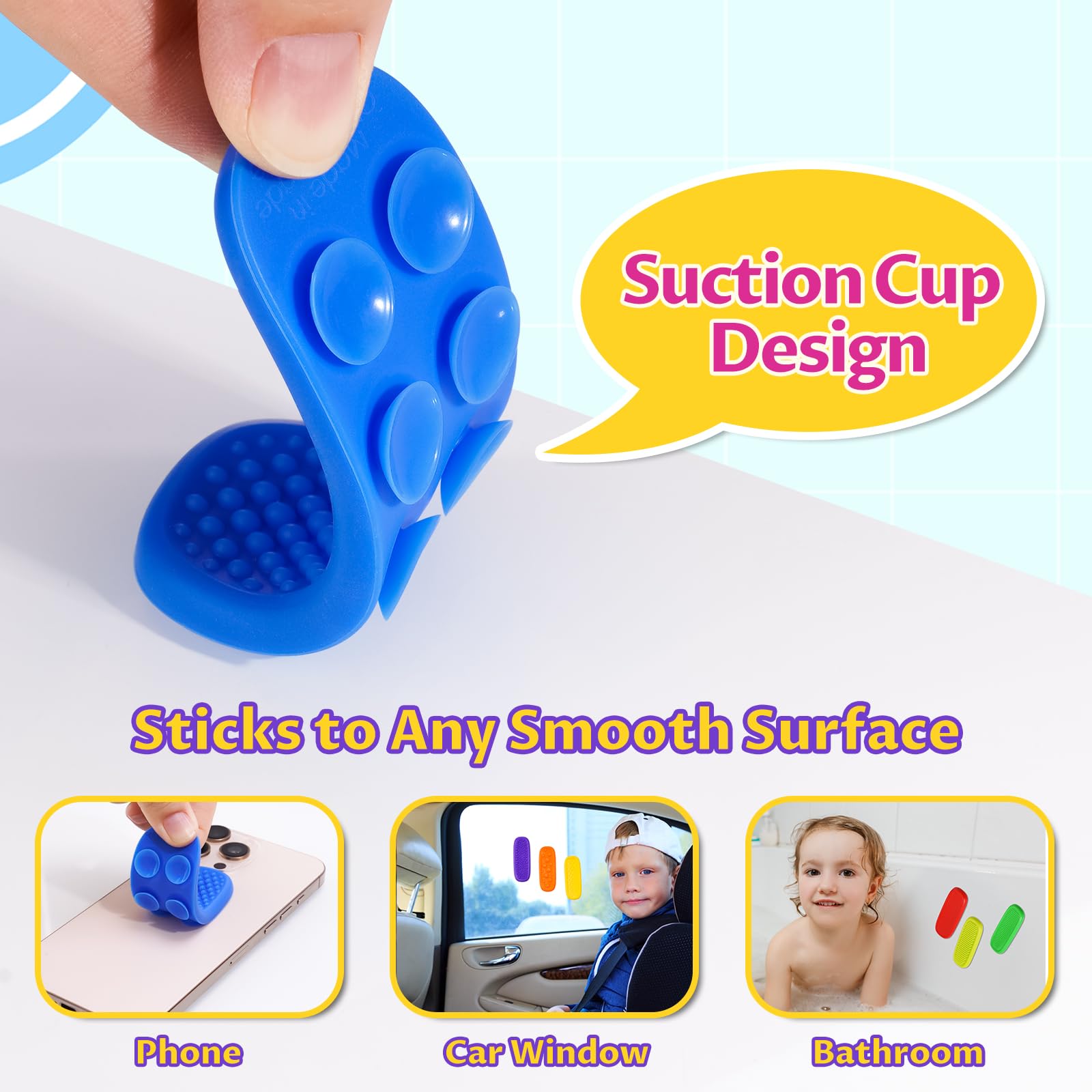 NiToy 8-Pack Silicone Fidget Toys for Kids & Adults, Textured Sensory Toys with Suction Cups for Stress Relief Focus, Anxiety - Image 3