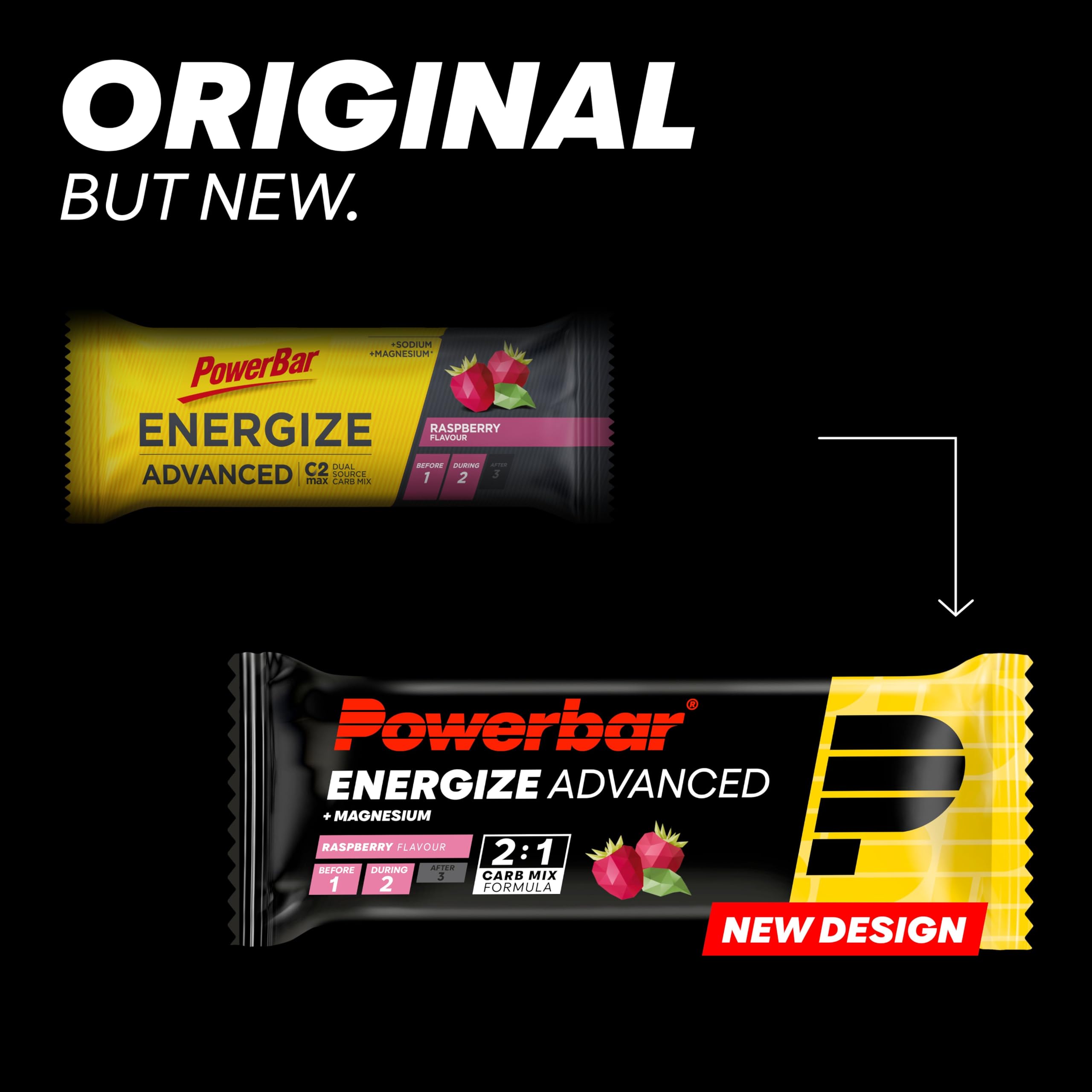 Powerbar - Energize Advanced - Himbeere - 15x55g - High Carb Energieriegel - Magnesium,Natrium