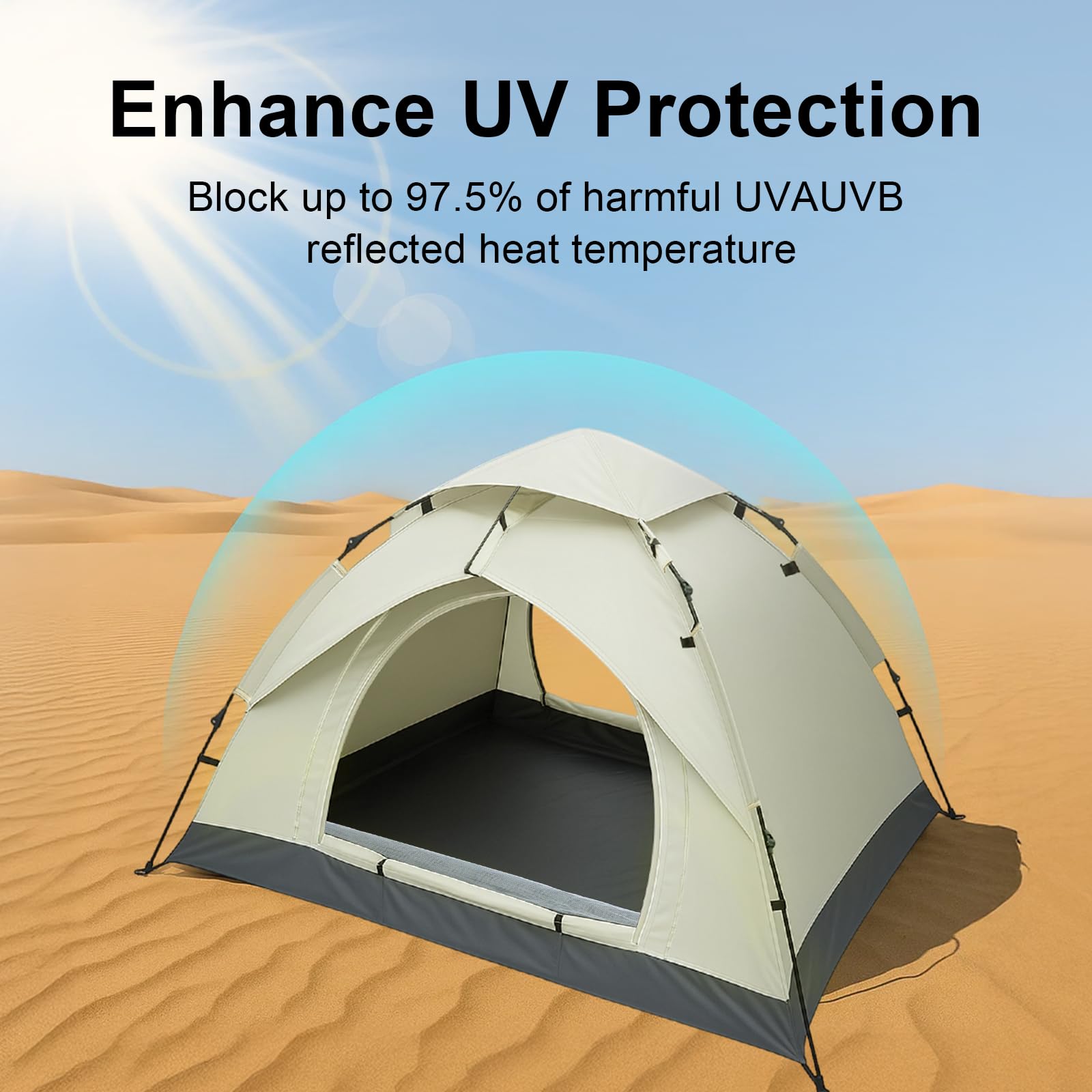 Pop-up-Zelt für 2–3 Personen, wasserdichtes Kuppelzelt mit UV-Schutz, leichtes Campingzelt mit Tragetasche, Kuppelzelt für Wandern, Outdoor & Backpacking