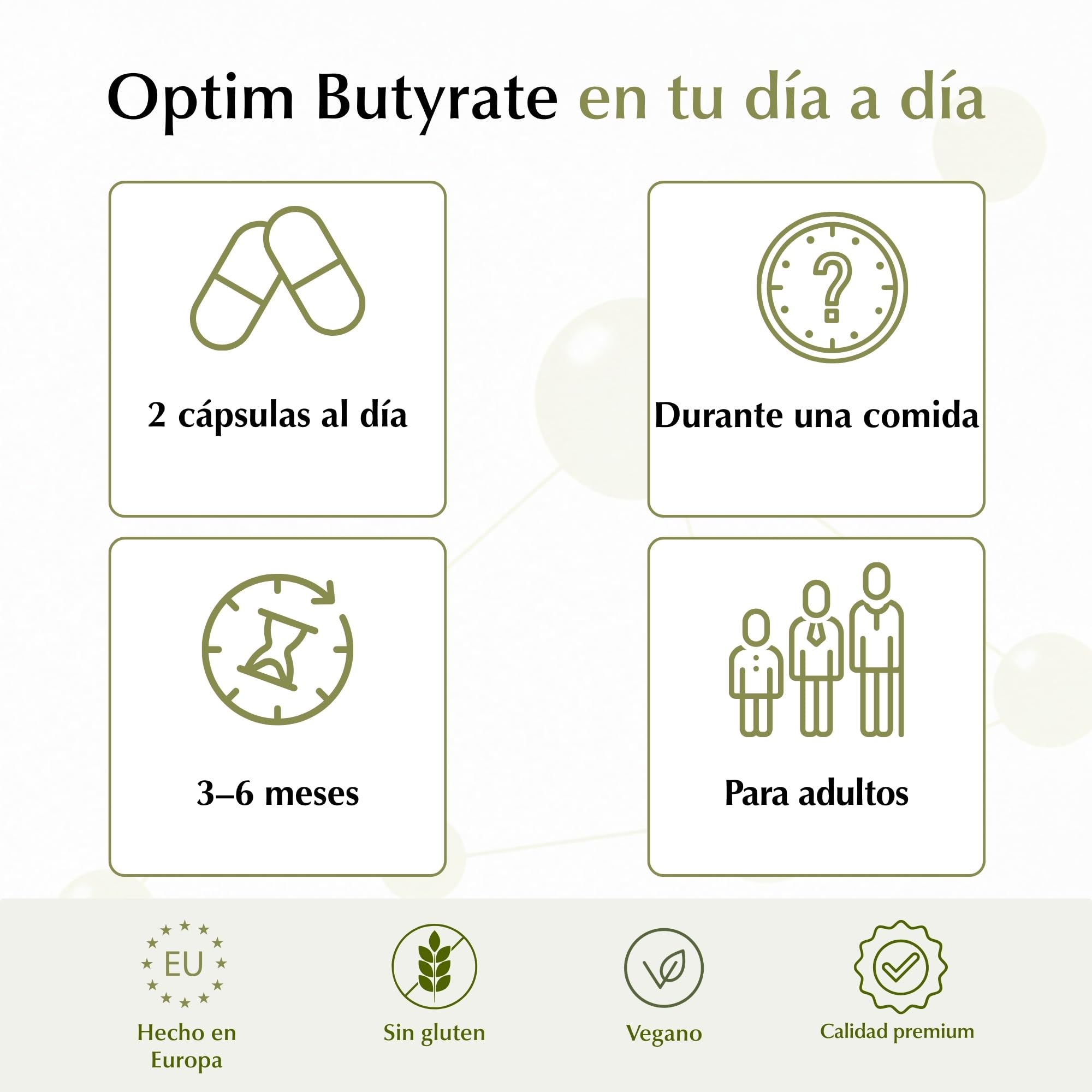 Pack 4x Optim Butirato 90 cápsulas Suplemento de butirato - Tránsito, colon, intestino débil