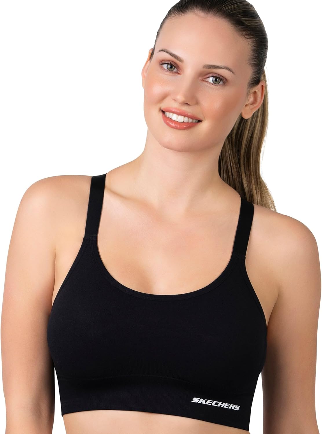 Skechers 3 Pack Womens Sports Bra, Sostén Deportivo, Racerback Keyhole, Athletic Yoga Multipack - Image 2