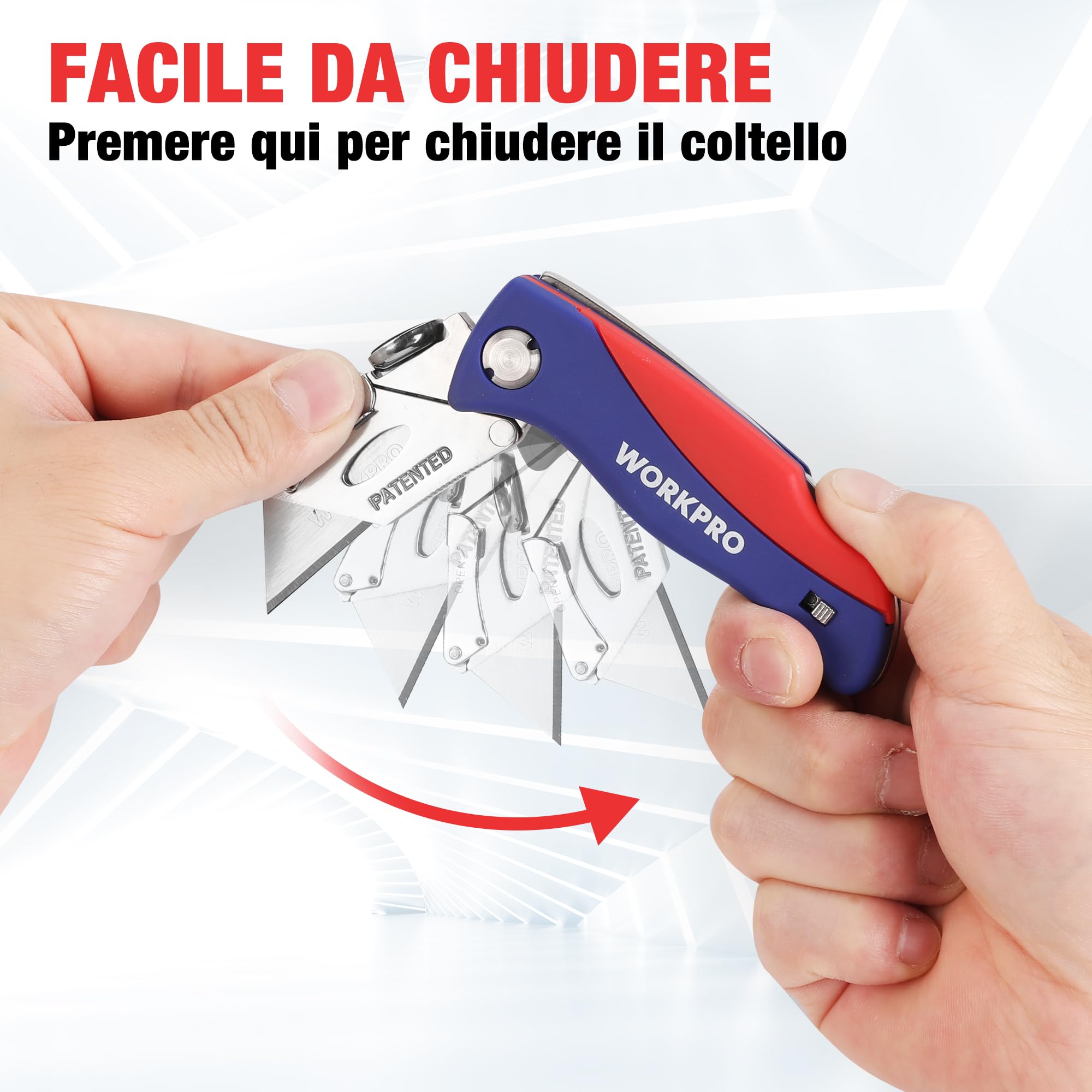 WORKPRO Coltello Cutter Multifunzione Taglierino Tascabile con Cambio Rapido 5PC Lame di Ricambio