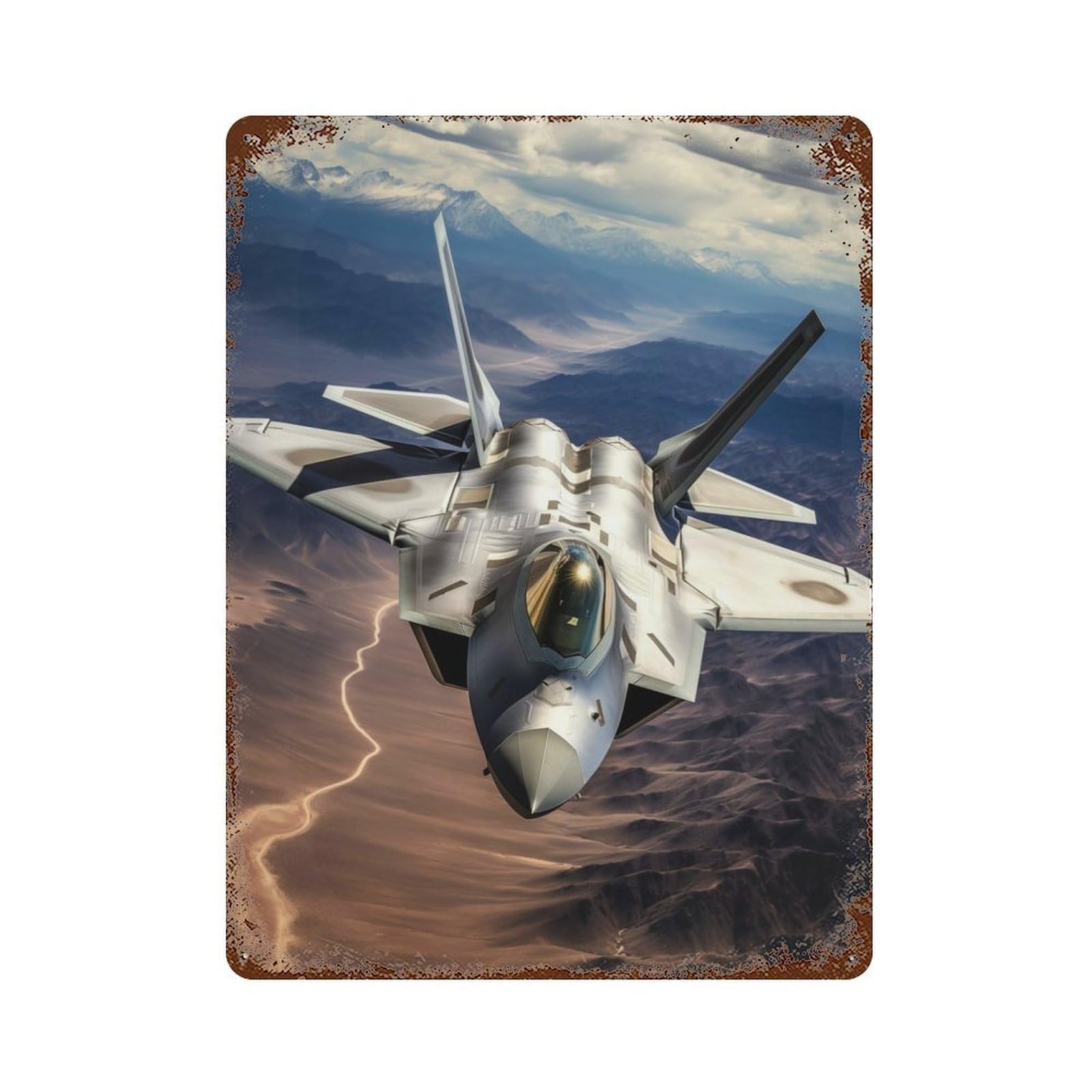 Military Plane 15.7"x11.8" Vintage Rust Metal Sign, Decorative Metal Wall Art for Living Room, Hallway And Home Decor