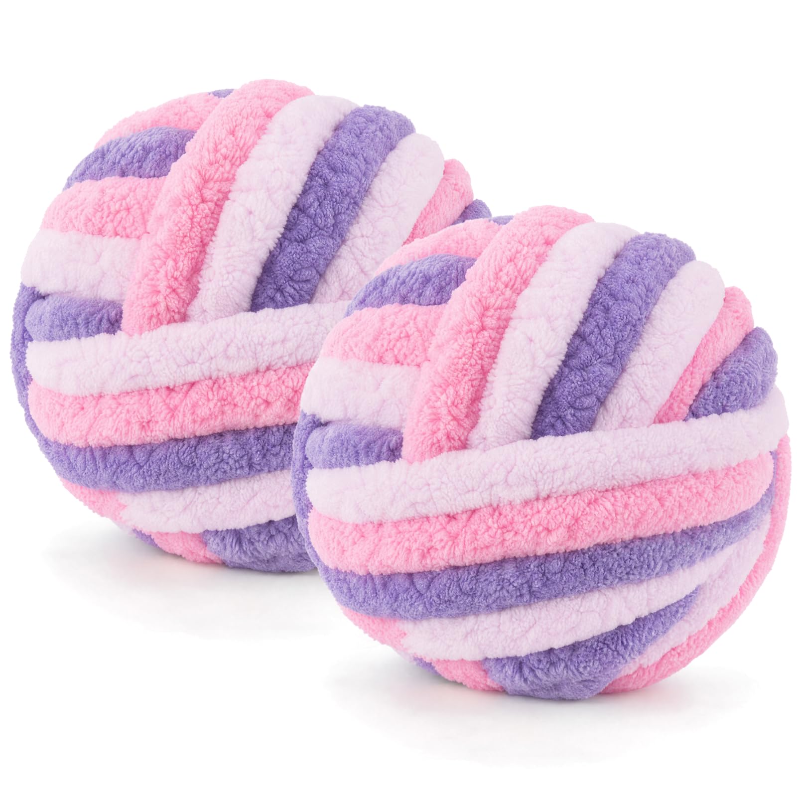 Chunky Chenille Yarn 2 Pack, 500g, 54m, 2cm, Blueberry Mix