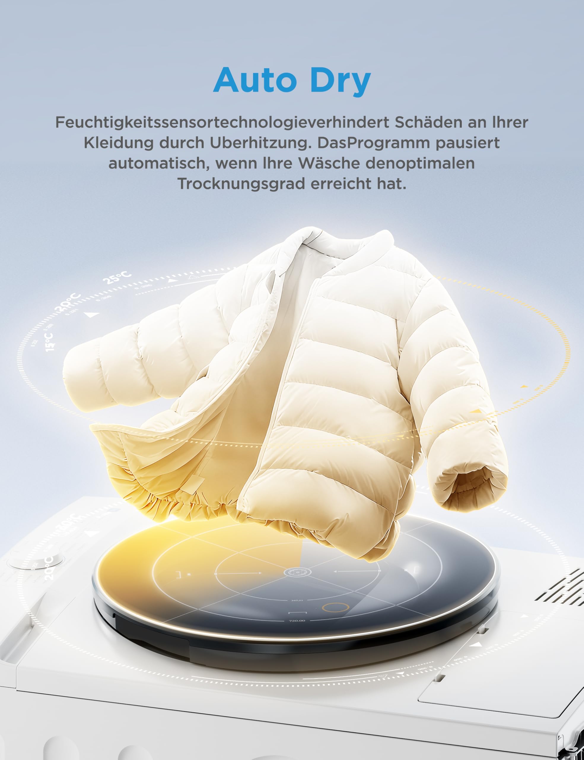 Midea Wärmepumpentrockner V3 series 10 kg Energieklasse D UV-Licht hygienische Reinheit Knitterschutz LED-Display Startzeitvorwahl Schnelltrocknen Weiß