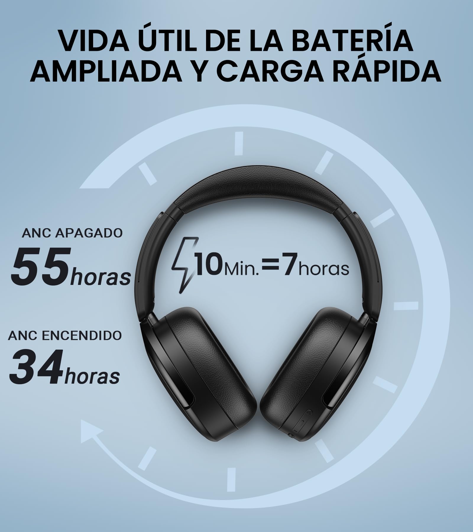 Edifier WH950NB Auriculares con Cancelación Activa del Ruido, Hi-Res Audio, LDAC, Bluetooth 5.3, 55H de Autonomía, Emparejamiento Rápido Google para Android, Conexión para Dos Dispositivos, App, Negro