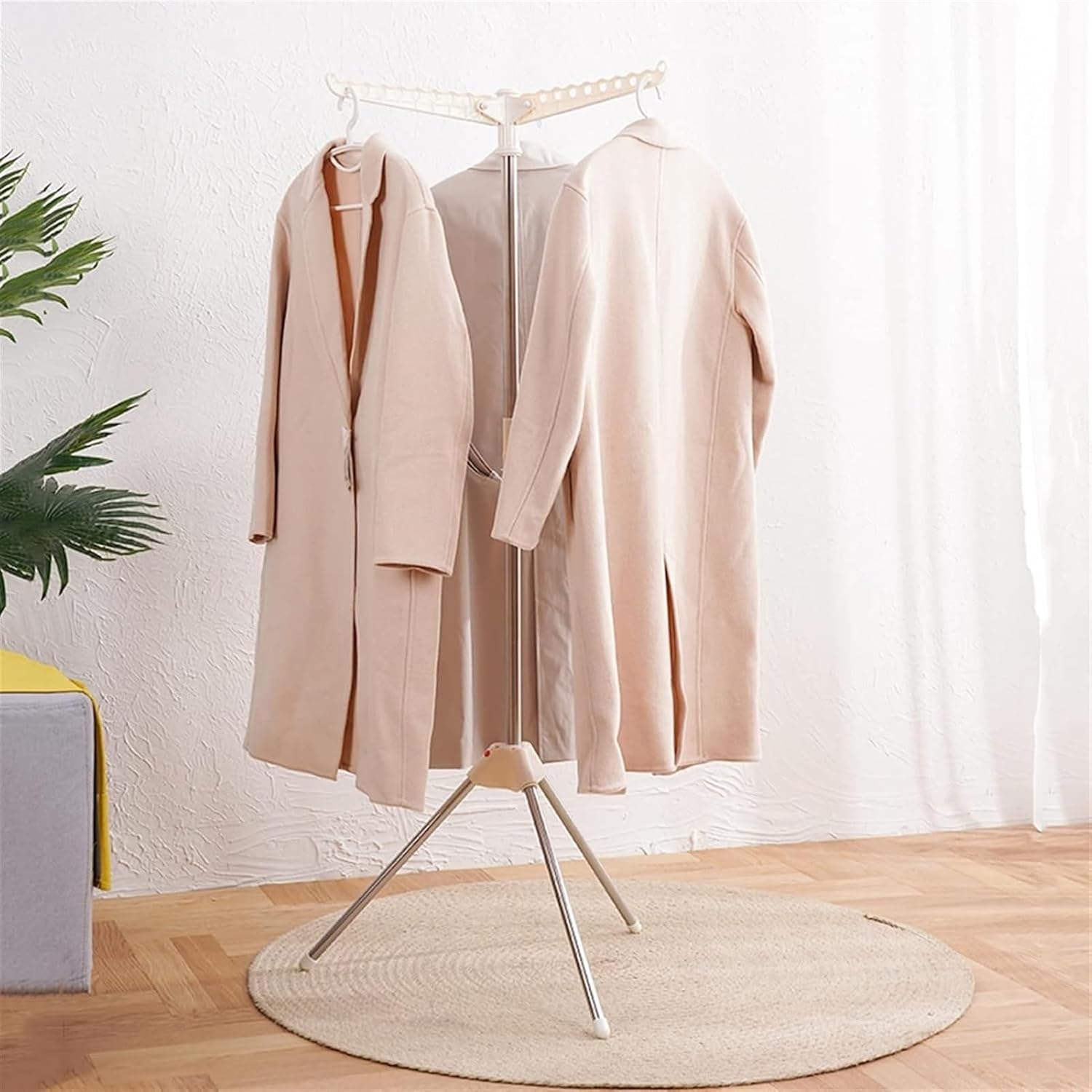 Laundry Drying Rack Tripod, Portable Garment Racks with Windproof Hanging Holes, Foldable Standing Laundry