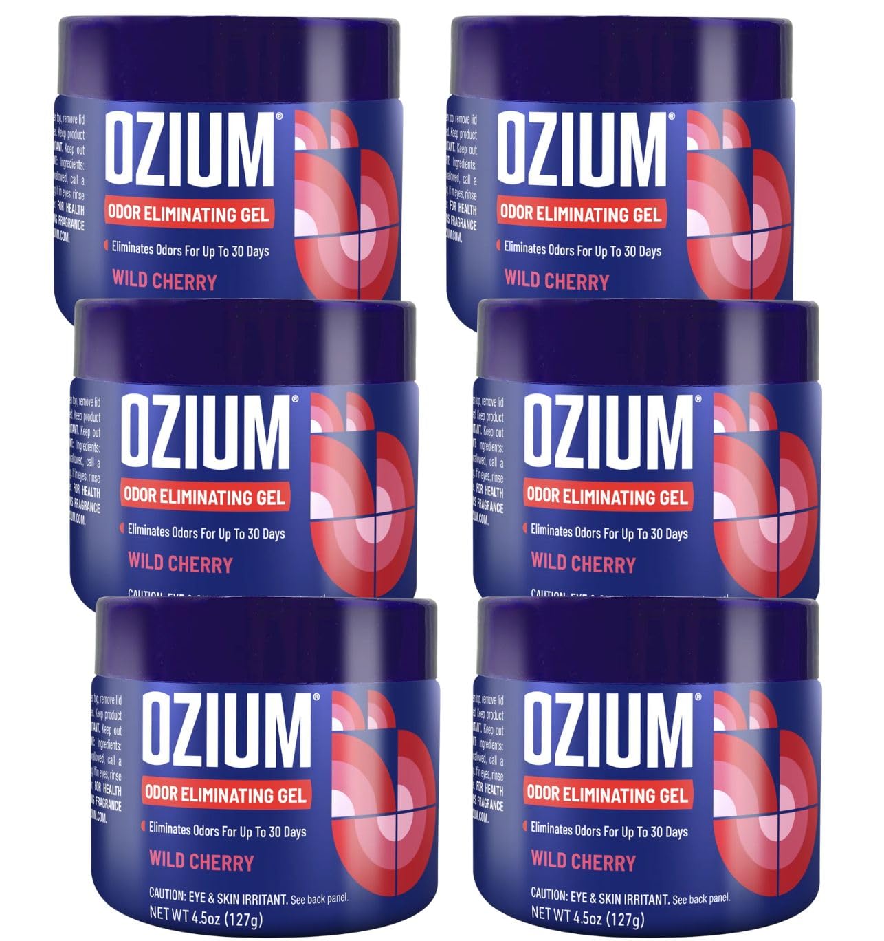 Ozium Odor Eliminating Gel Air Freshener 4.5 oz Wild Cherry 6-Pack