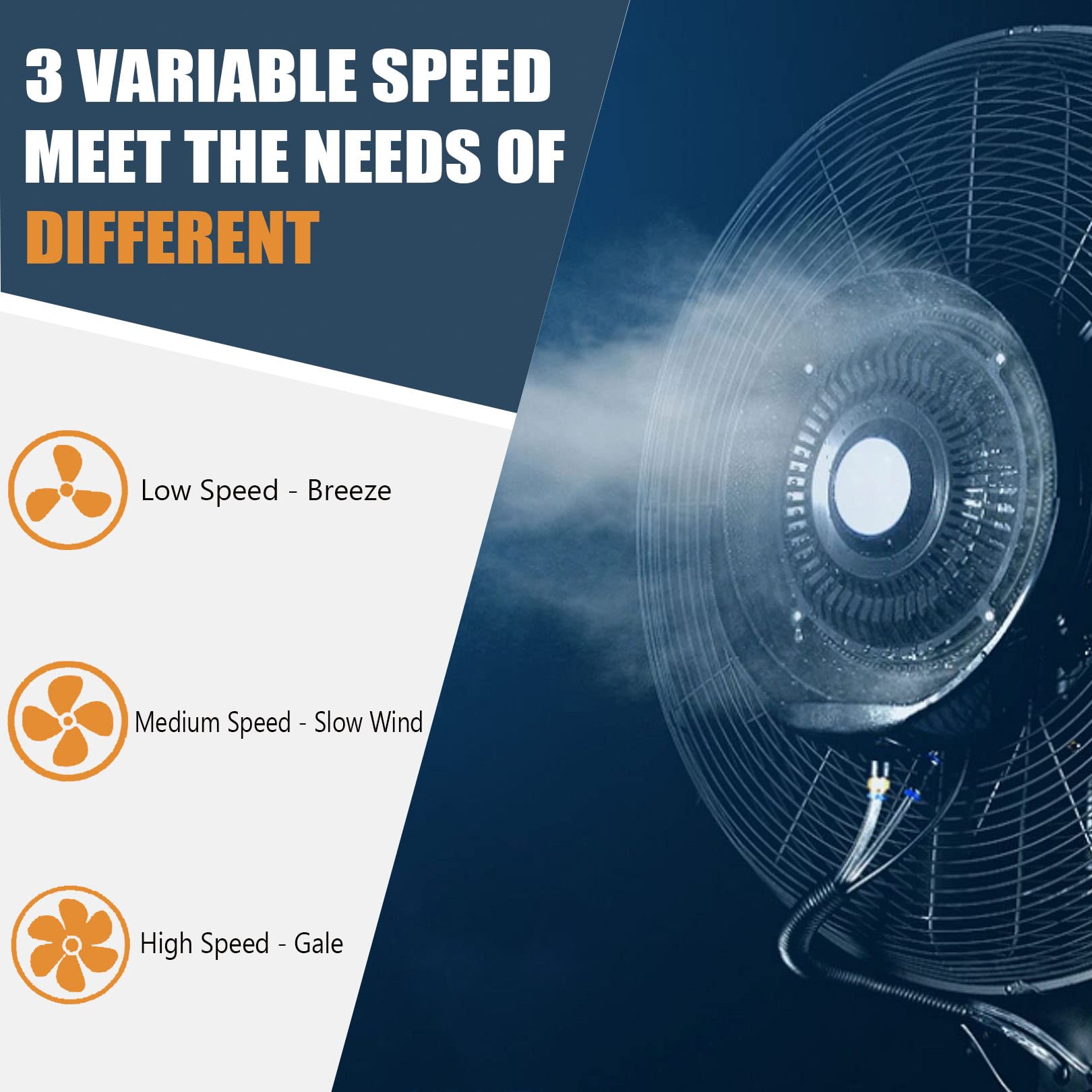 Ventilador nebulizador para Exteriores, Impermeable, con Altura Ajustable y oscilante de 90°, Ideal para gimnasios y garajes. Solución de refrigeración climas cálidos.