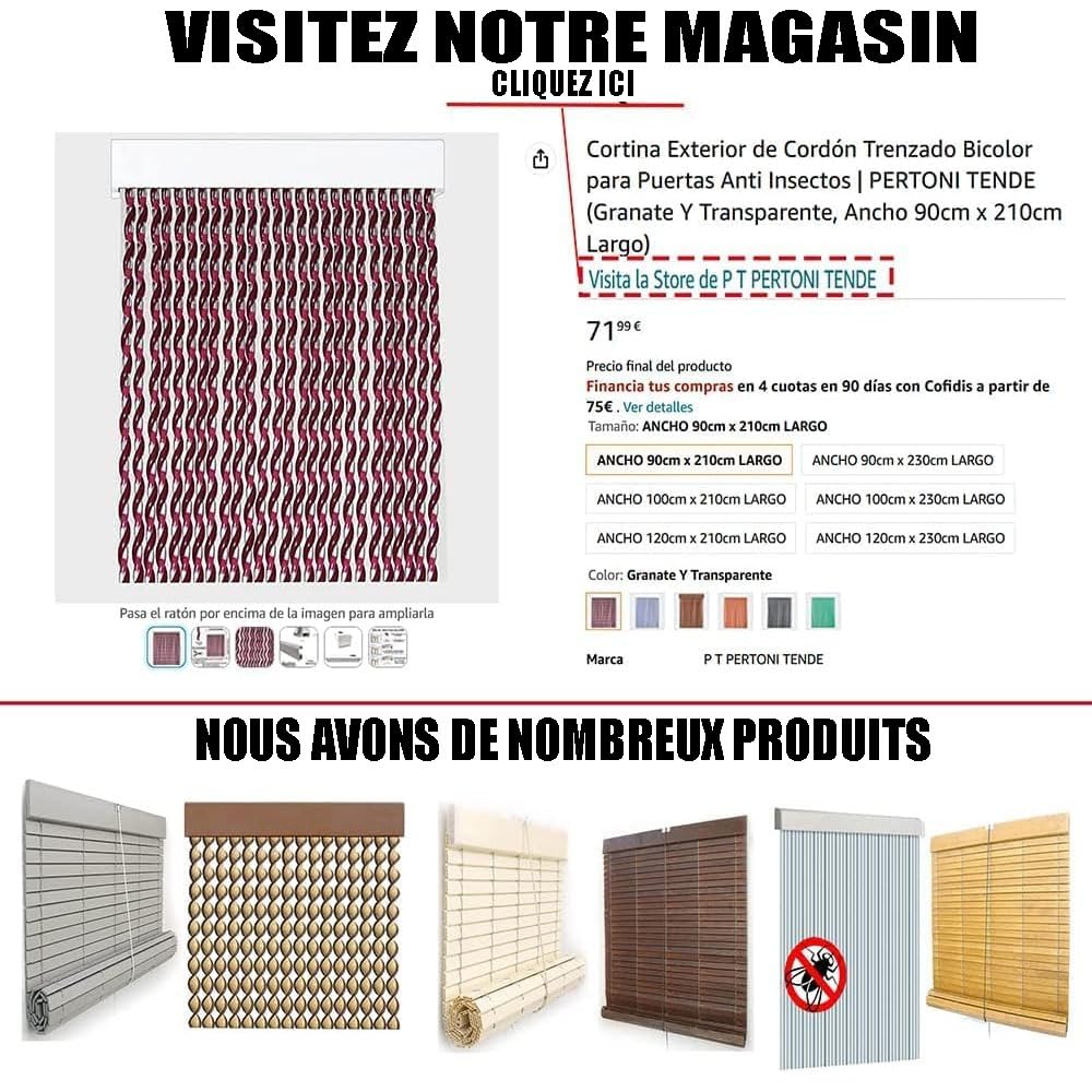 Stores enrouleurs PVC sur Mesure – Lames Droit 50 mm – Installation Facile – PERTONI TENDE (Hauteur 150cm x 80cm Largeur)