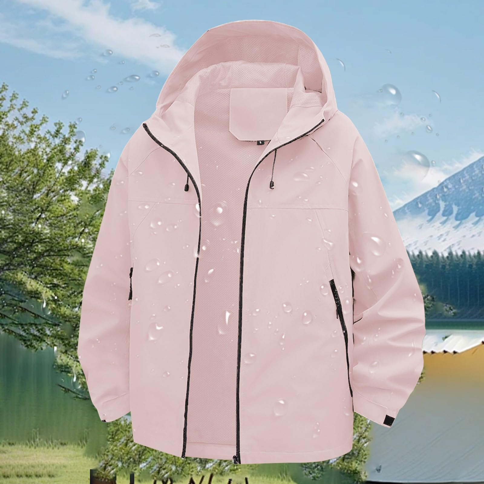 Veste de pluie pour femme - Imperméable - Coupe-vent - Légère - Softshell - Veste de cyclisme respirante - Veste de cyclisme - Veste demi-saison - Veste zippée - Grandes tailles - Veste softshell
