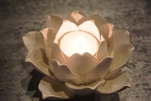 Miniatura 5 de Cerámica Lotus Petals Style Flower Candle Holder Tea Lights Holder Hogar & Decoración de mesa (blanco)
