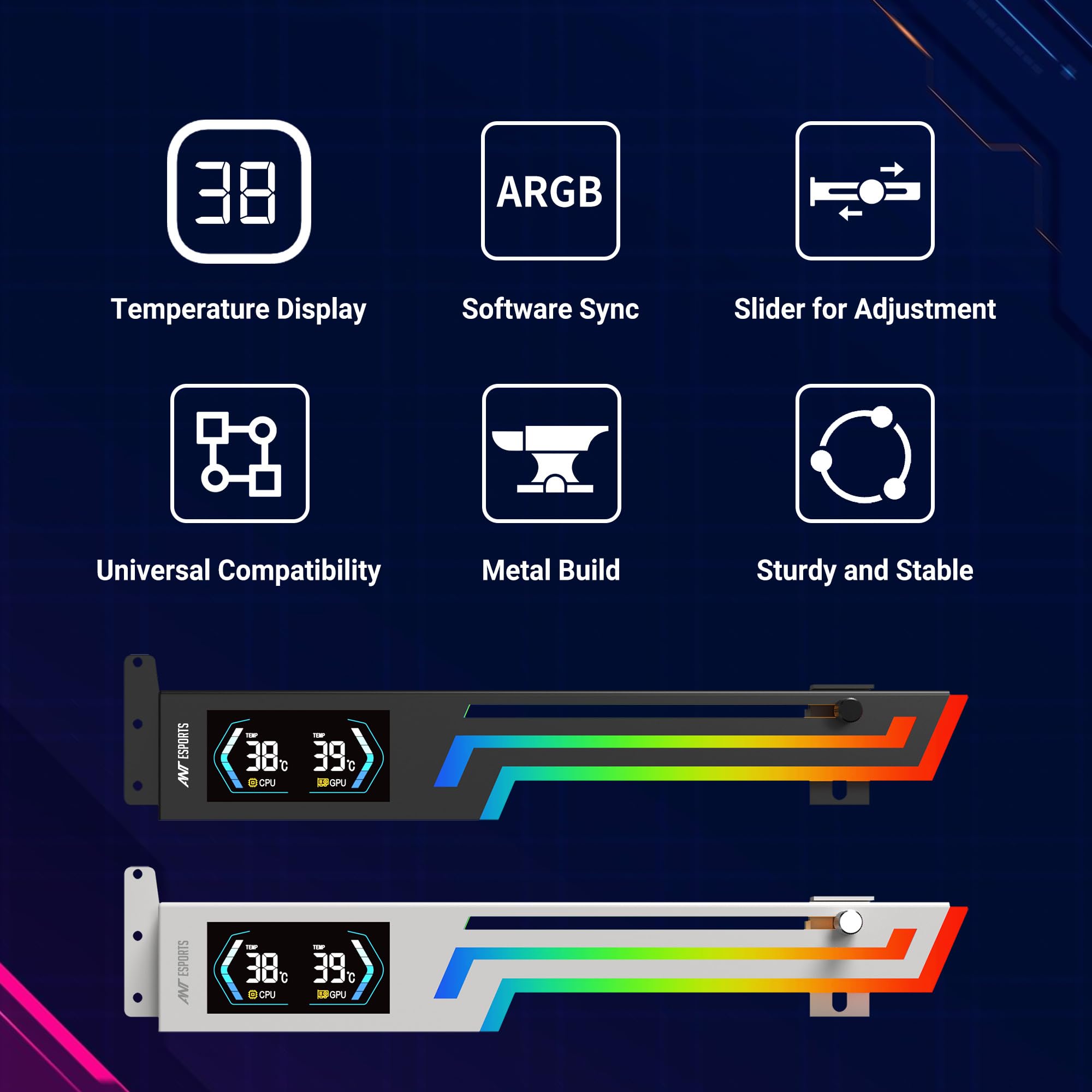 Ant Esports GCB200 ARGB GPU Holder - Sag Prevention & Temp Monitoring -8