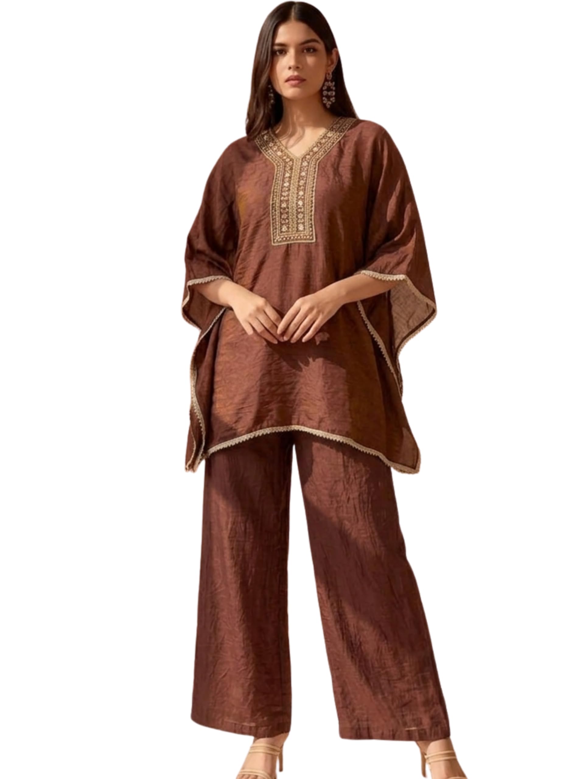 mokosh Women's Silk Kaftan Palazzo with Spagatti Blouse-picture-0