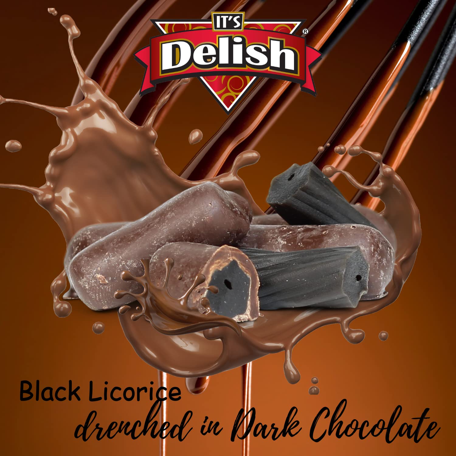 Chocolate Covered Black Licorice Bits by Its Delish, 5 lbs Bag Bulk | Black Licorice Bites Coated in Dark Chocolate Candy | Vegan, Non-dairy, Kosher Parve