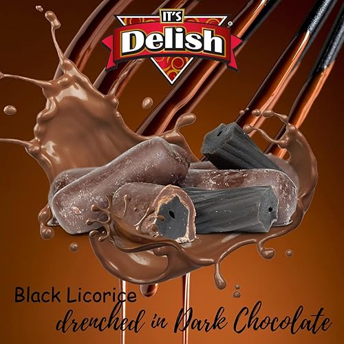 Miniatura 2 de Its Delish - Brocas de regaliz negro cubiertas de chocolate, bolsa de 2 libras a granel  Bocados de regaliz negro recubiertos de caramelo de