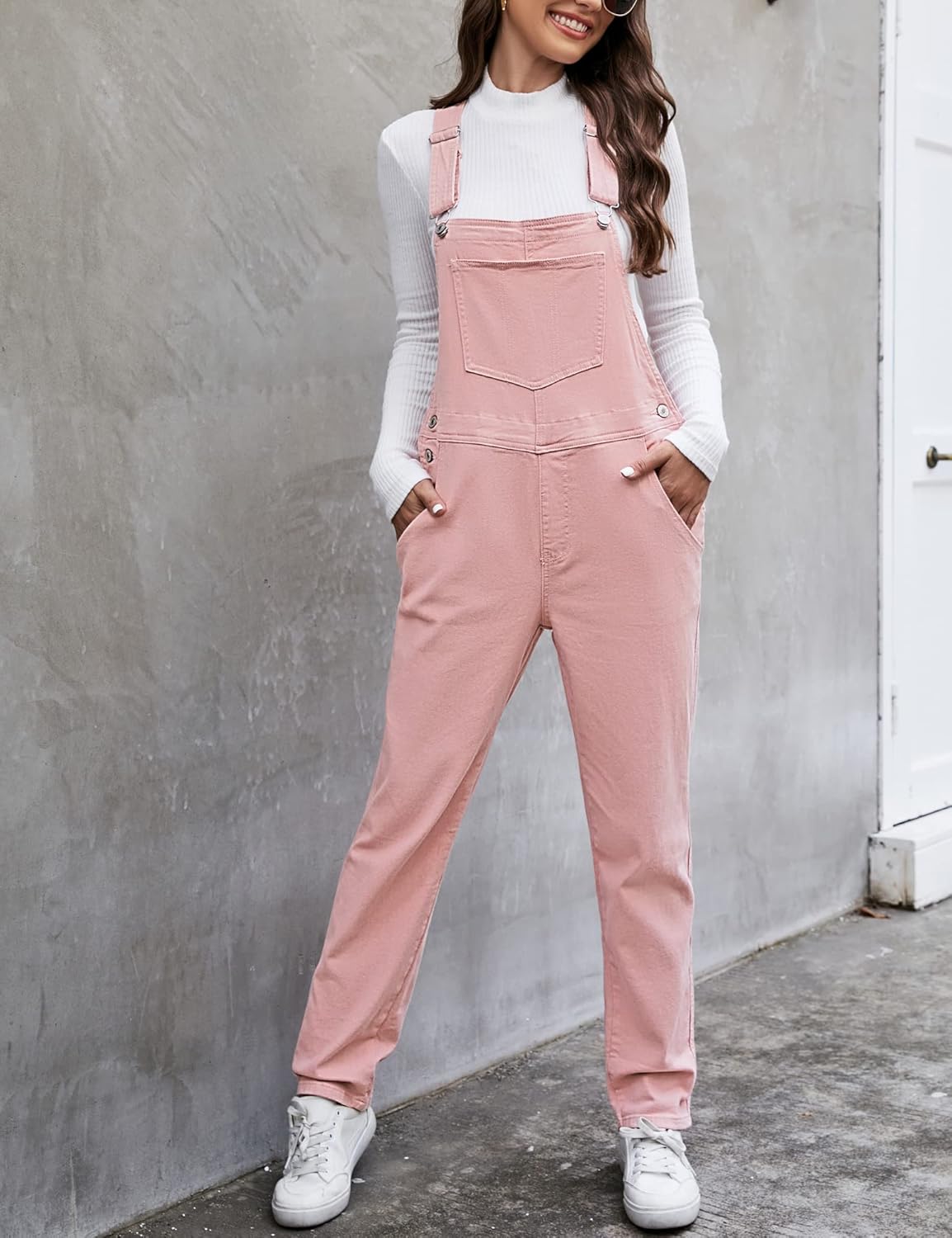 LookbookStore Women's Casual Stretch Denim Bib Overalls Pants Pocketed Jeans Jumpsuits - Image 5