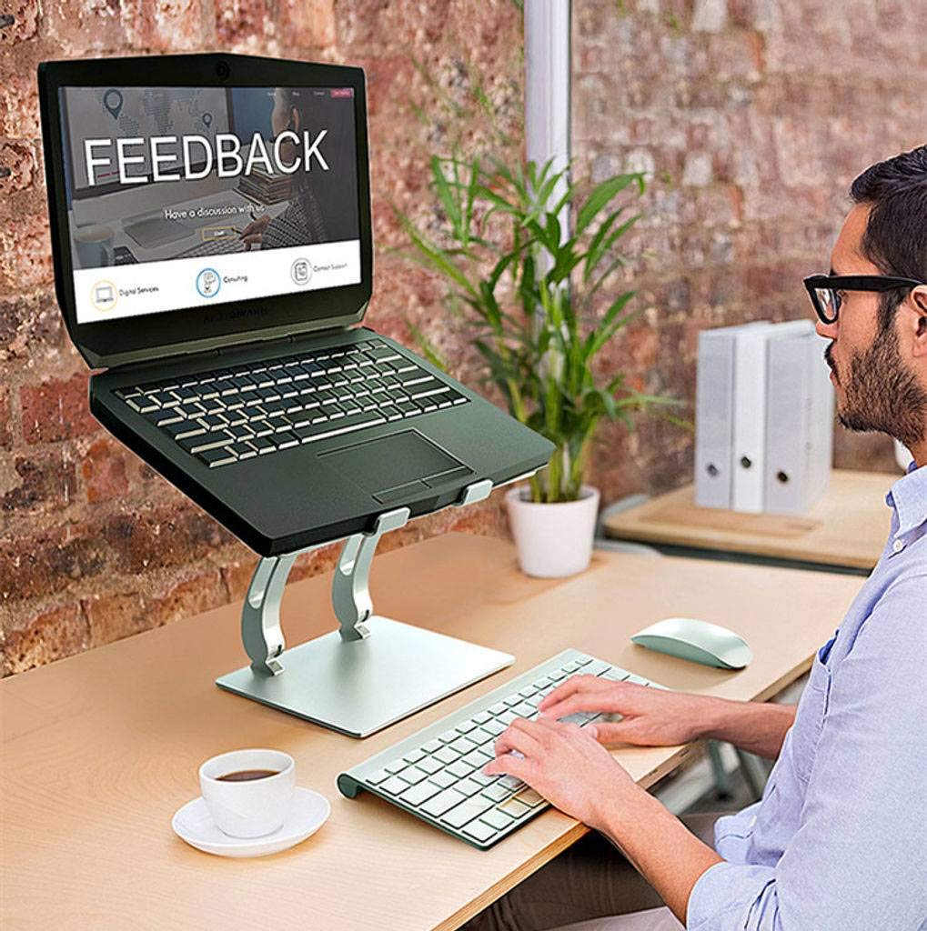 Supporto per Laptop, Supporto per Laptop ergonomico Regolabile in Altezza, Supporto per Laptop con Supporto per Laptop in Alluminio ventilato con Ventilazione Adatta per Ufficio e