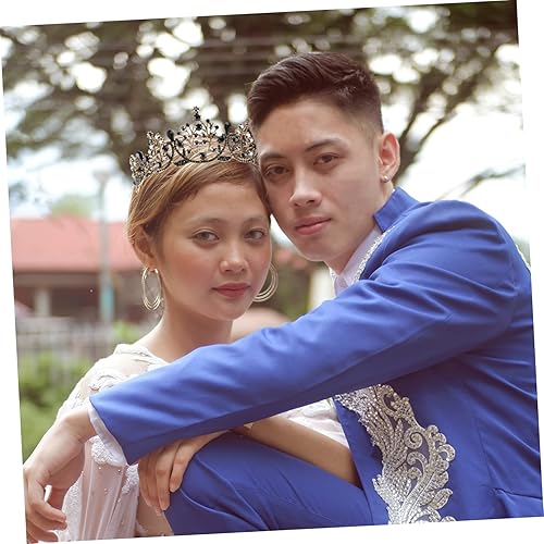 Miniatura 6 de Beaupretty 1 diadema barroca retro negra con diamantes de imitación, accesorios negros para mujer, diadema de princesa con diamantes de imitación,