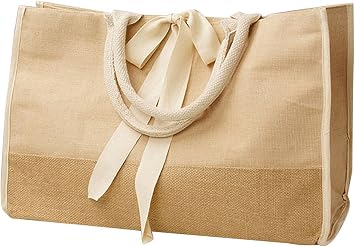 Reusable Jute Burlap Bags for Grocery Shopping, Travel, Daily Use Carry-All Tote Natural