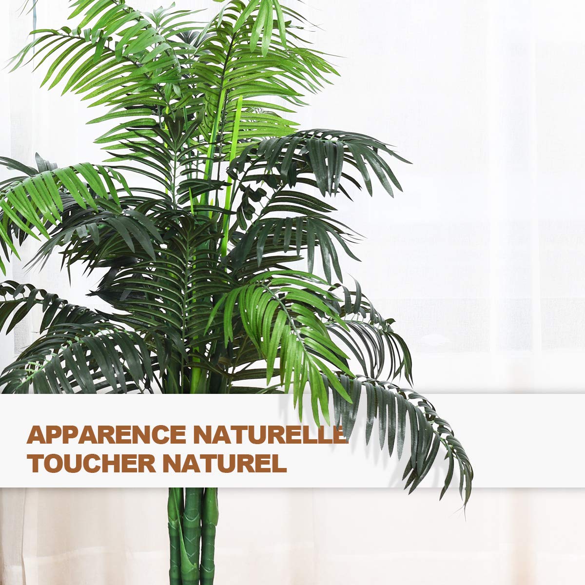 COSTWAY Plante Artificielle Extérieur de 110 cm, Palmier Artificiel en Pot Convient pour Intérieur, Decoration Salon Chambre Balcon Cour Jardin Bureau, Arbre Artificiel Aréca Vert