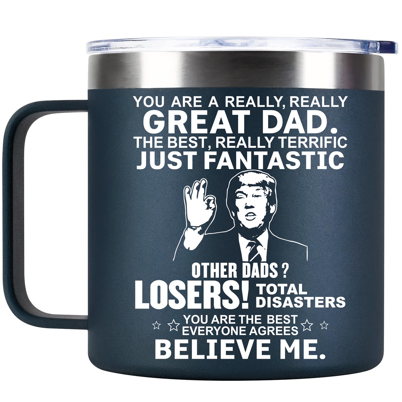 Christmas Funny Gifts for Dad Husband Men Him from Daughter Son Kids Wife - 14 OZ Coffee Mug - Fathers Day, Birthday, Retirement, Anniversary Gag