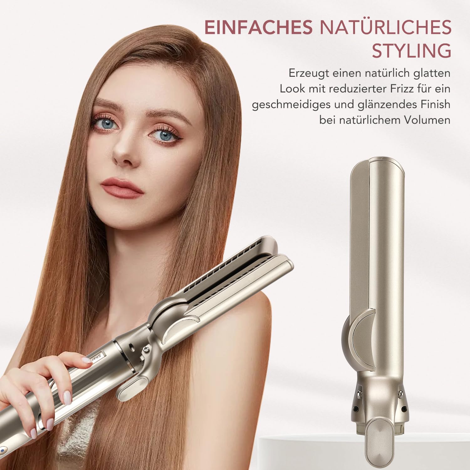 Glätteraufsätze für Shark FlexStyle Luftstyler, Airflow Technologie ohne Heizplatten, Gleichzeitiges Trocknen und Glätten mit Luftstrom, Reduziert Hitzeschäden, Champagner