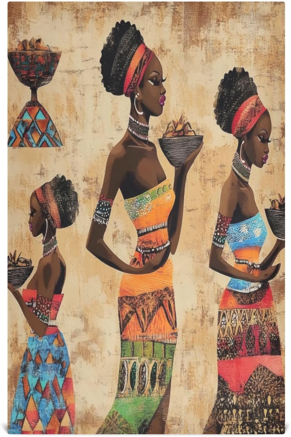 African Women Art Dish Towels for Kitchen Soft Tea Towel Set of 6 Absorbent Dishcloths Hand Towels for Drying Dish Cloths 28" x 18"