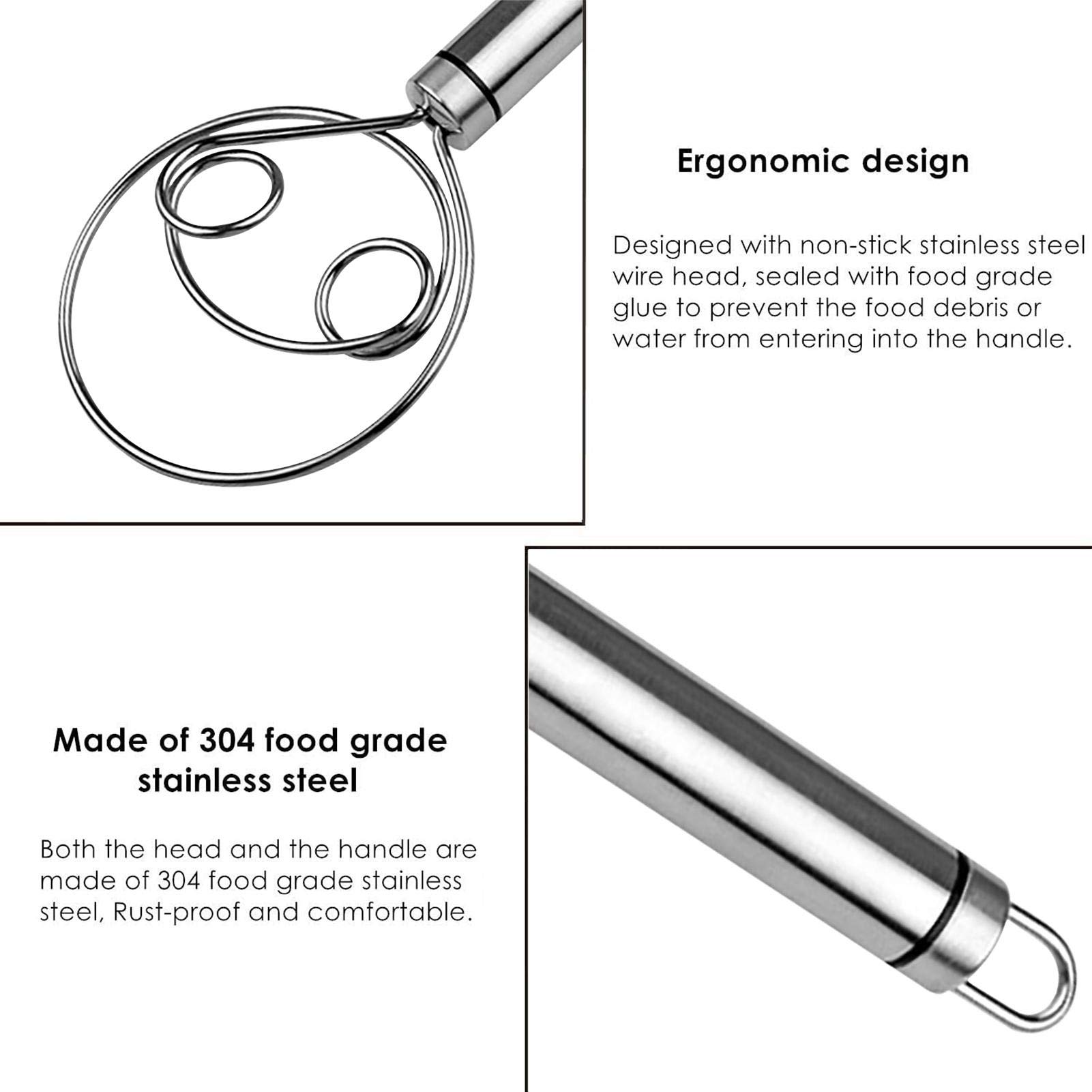 Dänischer Teigbesen, Edelstahl, Handmixer für Brot und Desserts, Backutensilien, Einzel- und Doppelaugen-Design, perfekt für Hobbybäcker und Profis