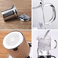 Vista 5 de Tetera de vidrio de 11.8 onzas con infusor, vidrio de borosilicato, 11.8 fl oz, transparente, acero inoxidable, apta para lavavajillas