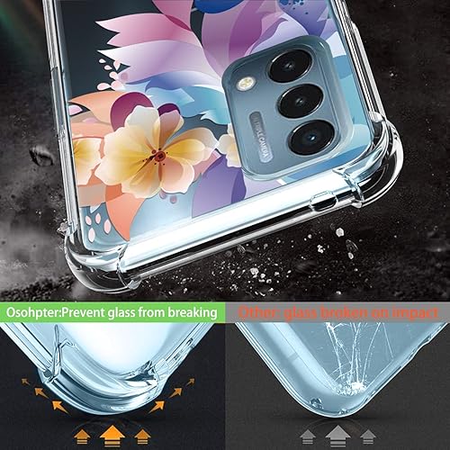 Miniatura 3 de Osophter Funda para Oneplus Nord N200 5G, Oneplus Nord N200 con protector de pantalla floral para niñas y mujeres, absorción de golpes, funda de