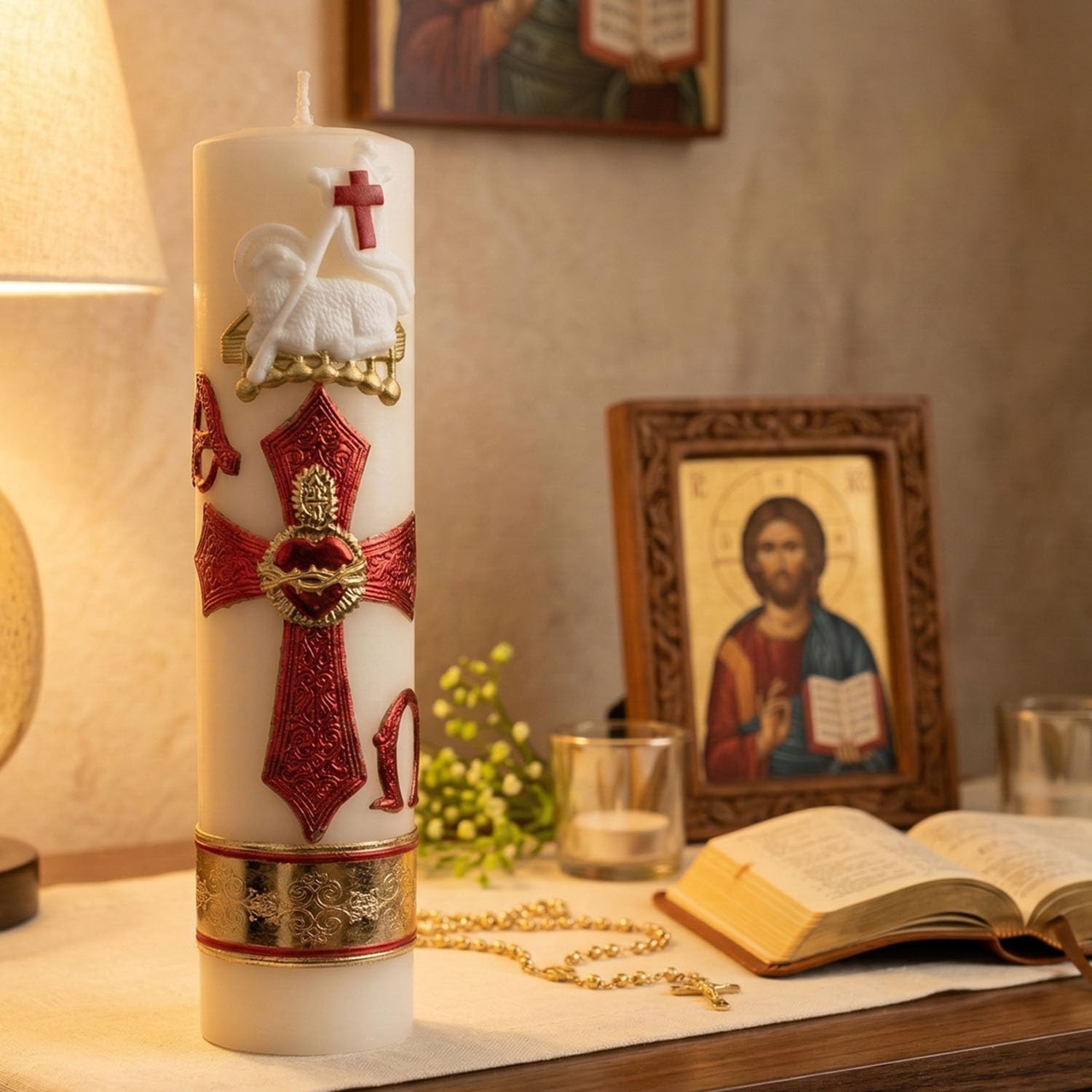 Cirios religiosos catolicos Grandes - Cirio Pascual catolico - sirios católicos Grandes - Saint Candles Prayer Candles - Our Lady of Guadalupe Religious Candle - Catholic Candle Pascuales