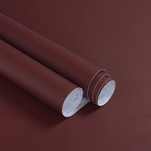 Papel tapiz adhesivo rojo oscuro mate para despegar y pegar, papel de contacto rojo ancora de 16 x 393.7 pulgadas, papel adhesivo autoadhesivo para