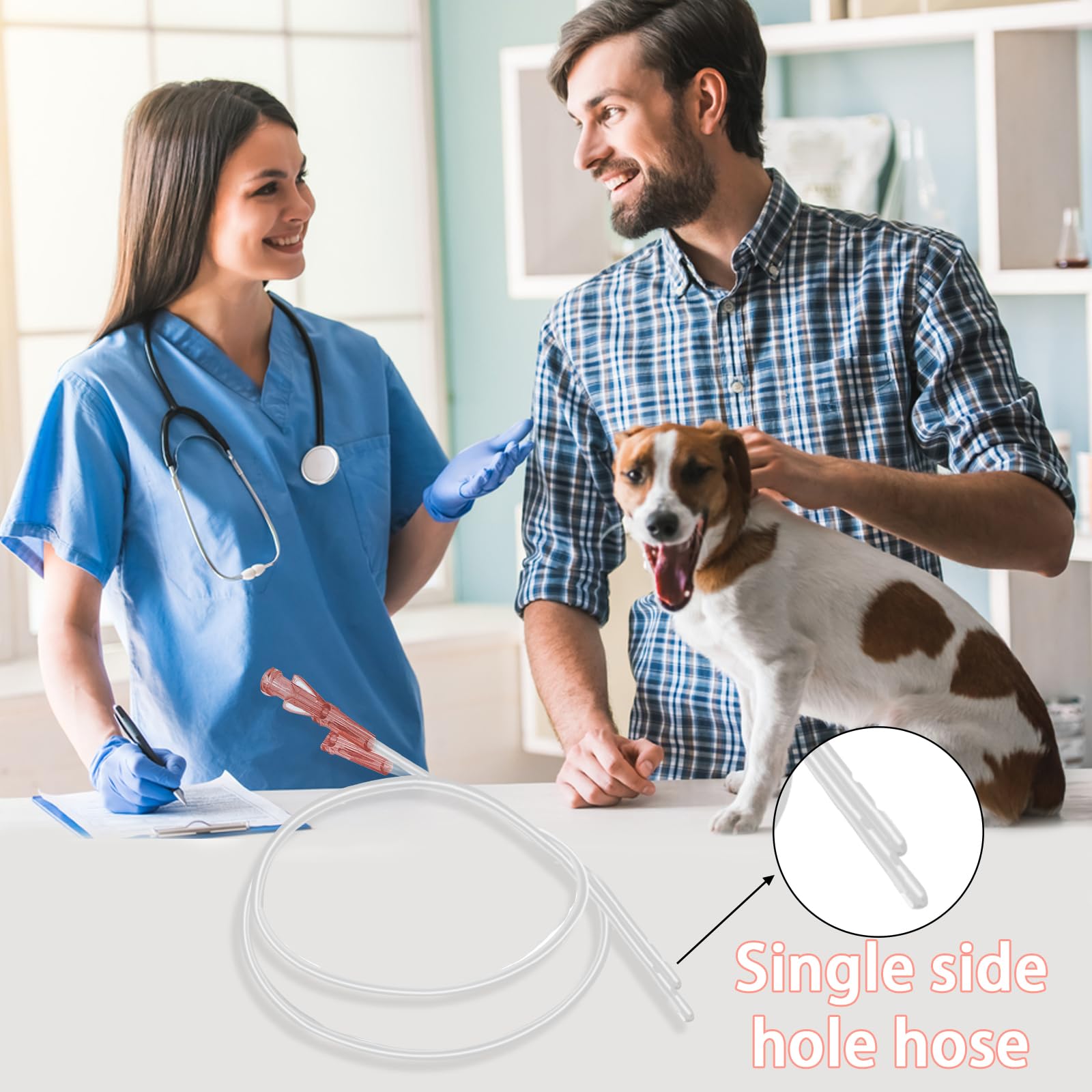 10 Stück Hundekatheter mit Harnröhren-Ausbaggersonde, seitliche Öffnung, Verstopfung, Veterinärinstrument (6Fr - 500 mm)