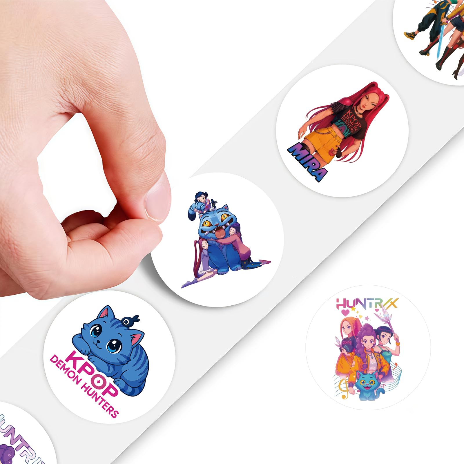 Demon Movie Hunters Stickers Roll - 500Pcs 8 Style Korean Hunters Movie Anime Music Idol Vinyl Stickers Decals - Easy Stick & Removeable for Fans Lover Scarpbook Window Tumblers Water Bottles Teens - 3