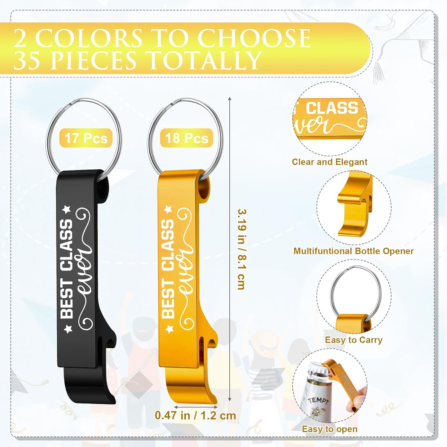 Teenyyou 35 Sets Class Reunion Favors Bottle Opener Keychain Thank You Cards High School Reunion Party Decoration for 10th 20th 50th