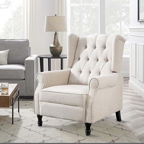 Miniatura 3 de Wingback - Silla reclinable, moderna silla con brazo para sala de estar, dormitorio, oficina, cine en casa, color beige
