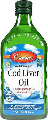 Miniatura 46 de Carlson - Aceite de hígado de bacalao para niños, 550 mg de Omega-3, Vitaminas A y D3, Noruego Salvaje, Goma de mascar, 8.5 fl oz