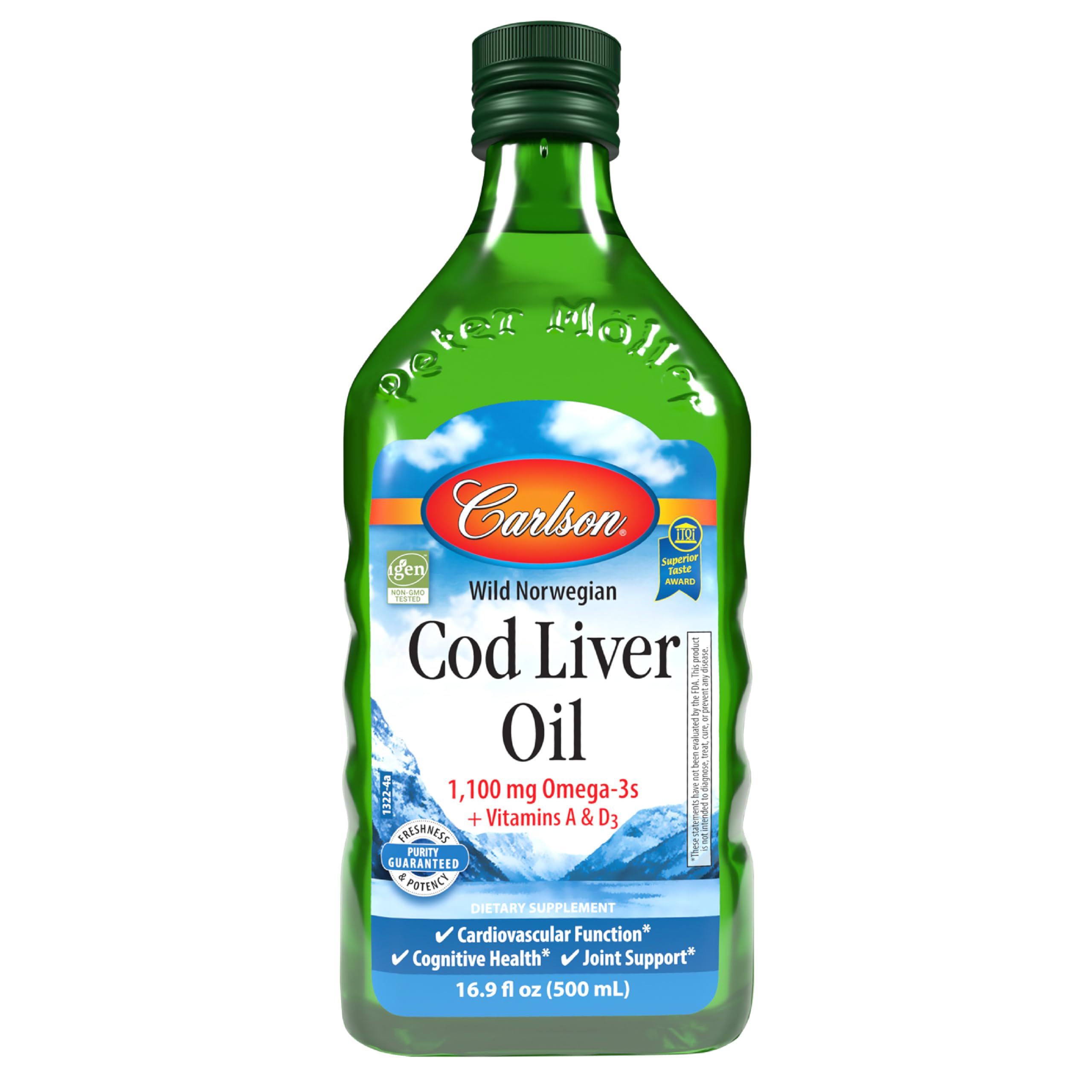 CarlsonCod Liver Oil, Norwegian, Natural, 1,100 mg Omega-3s, 500 mL