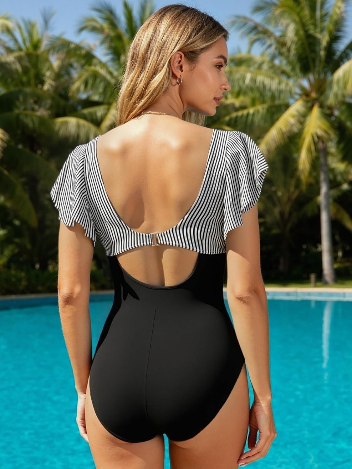 3 in 1 One Piece Swim Dress for Women 2026 Tummy Control Swimsuit with Skirt, Slimming V Neck Bathing Suit Dress - Image 4