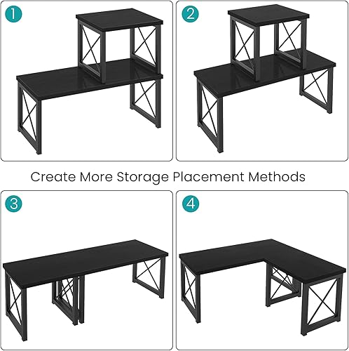 Miniatura 5 de ELITEROO Estante de escritorio de madera, estantería pequeña independiente, organizador de suministros de dormitorio, soporte de escritorio apilable