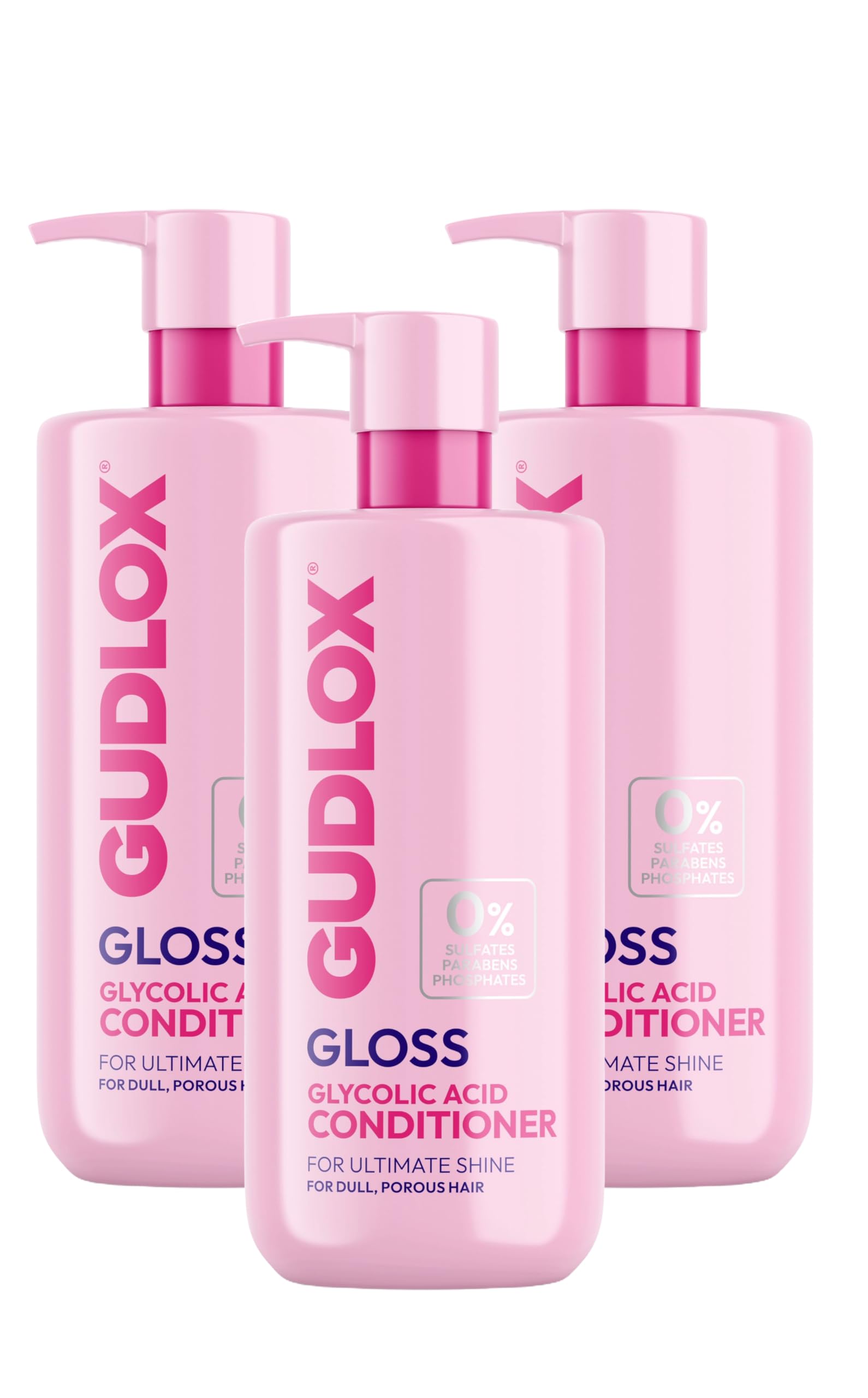 GUDLOX Glycolic Acid Hair Conditioner, Sulphate-Free, For Dull and Porous Hair 400ml 3-Pack