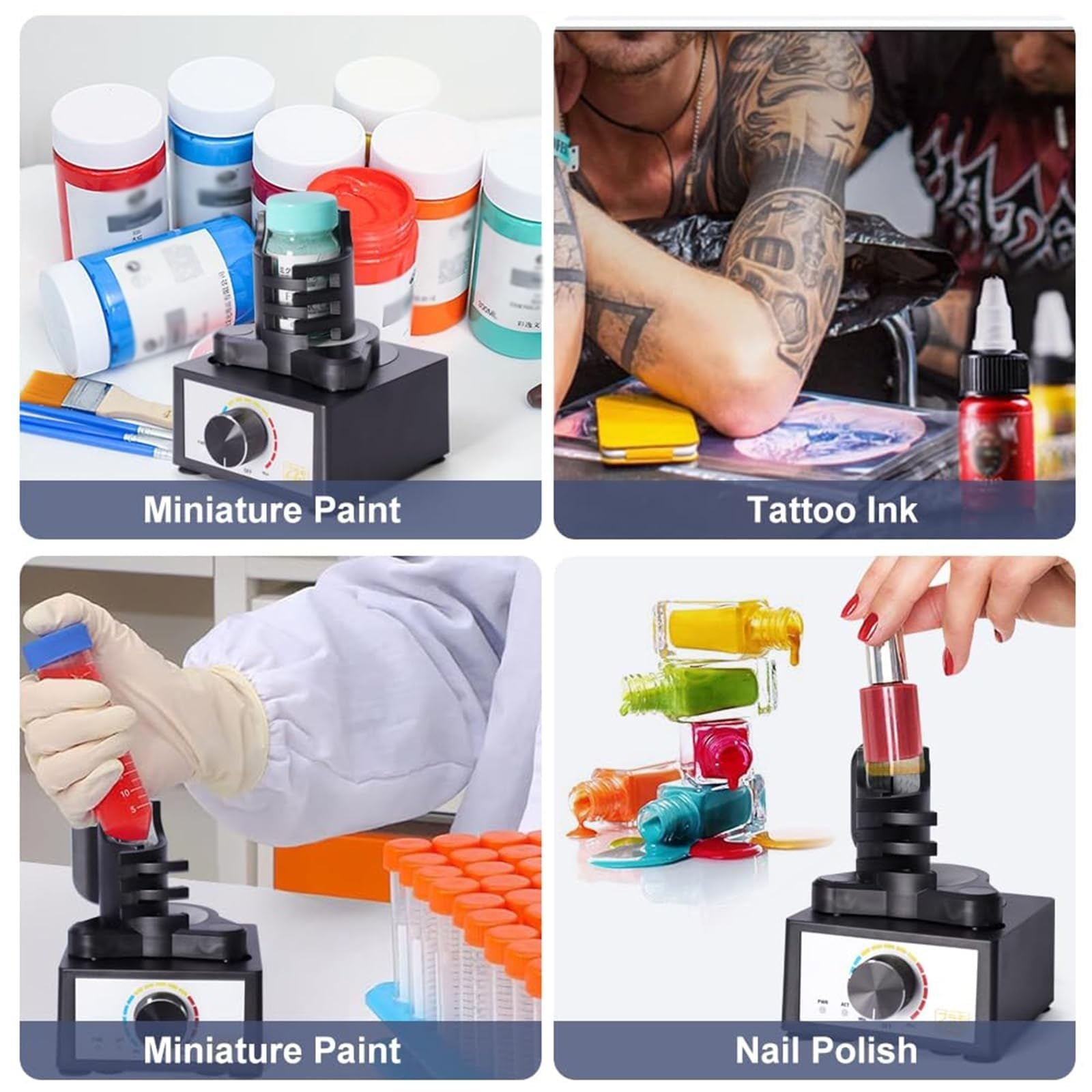 Vortex - Mezclador de pintura, mini agitador de pintura, mezclador de vórtice líquido con 3 velocidades ajustables, máquina de agitación de capacidad de 5 a 100 ml, mezcla de pinturas para laboratorio