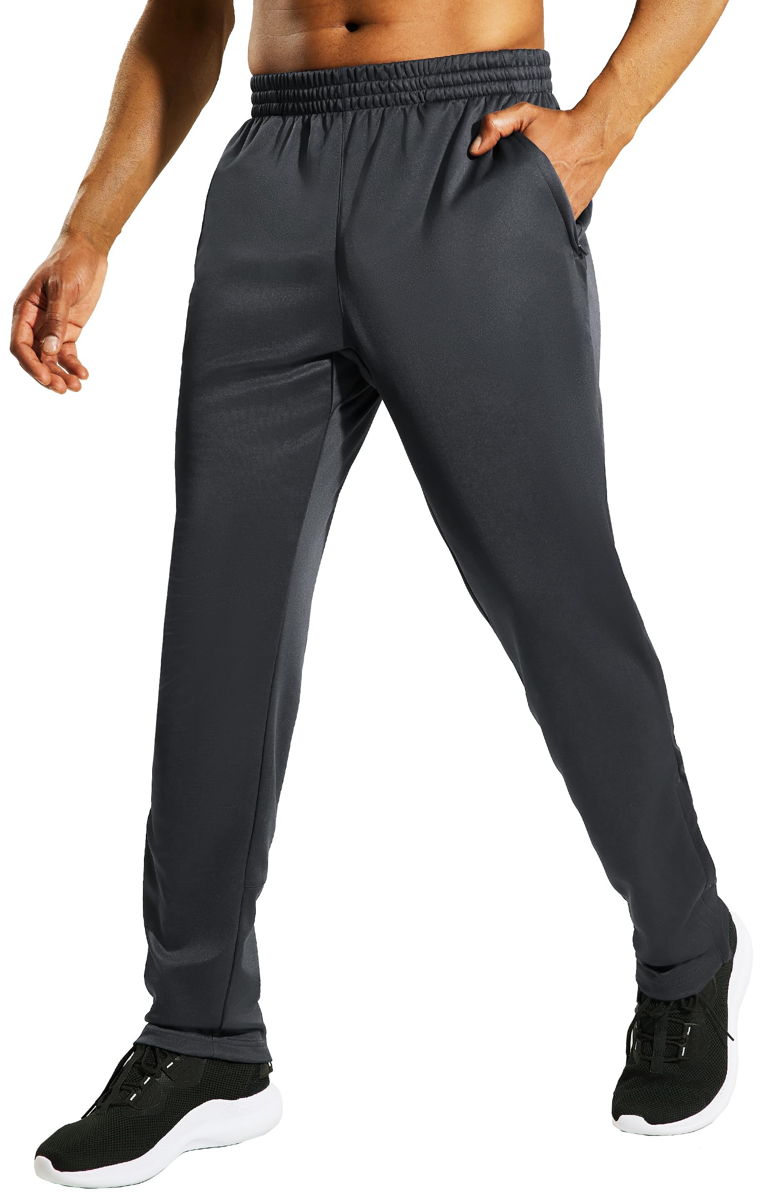 MIER Mens Ankle Zip Sweatpants, Soccer Warm-up Track Pants with Pockets