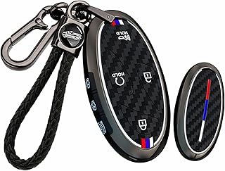 Ysbxitu Key Case for Hyundai Protective Case Carbon Fibre Texture Silicone Accessories Compatible with Hyundai Ioniq 5 6 KONA SX2 Grandeur GN7 2024 Car Key Bag Cover - 7 Buttons A Black